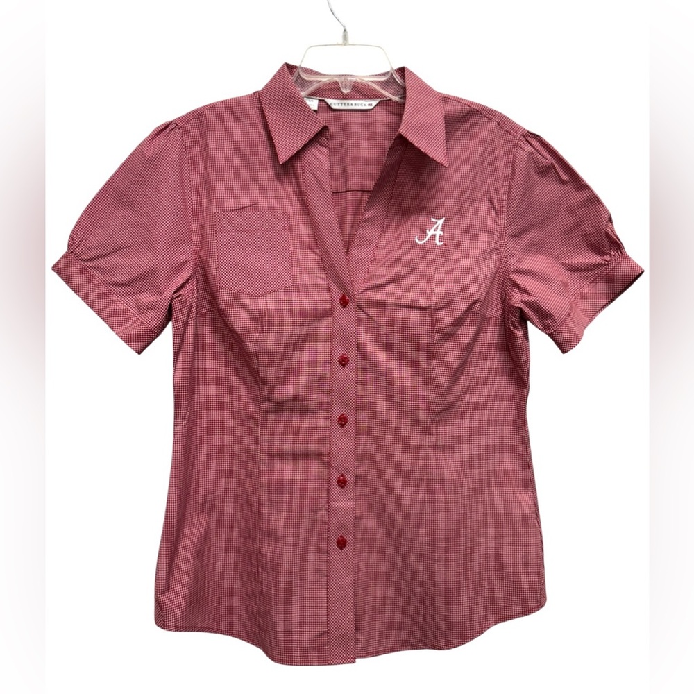 Cutter & Buck Red Gingham Short Sleeve “Alabama” Shirt Size Large